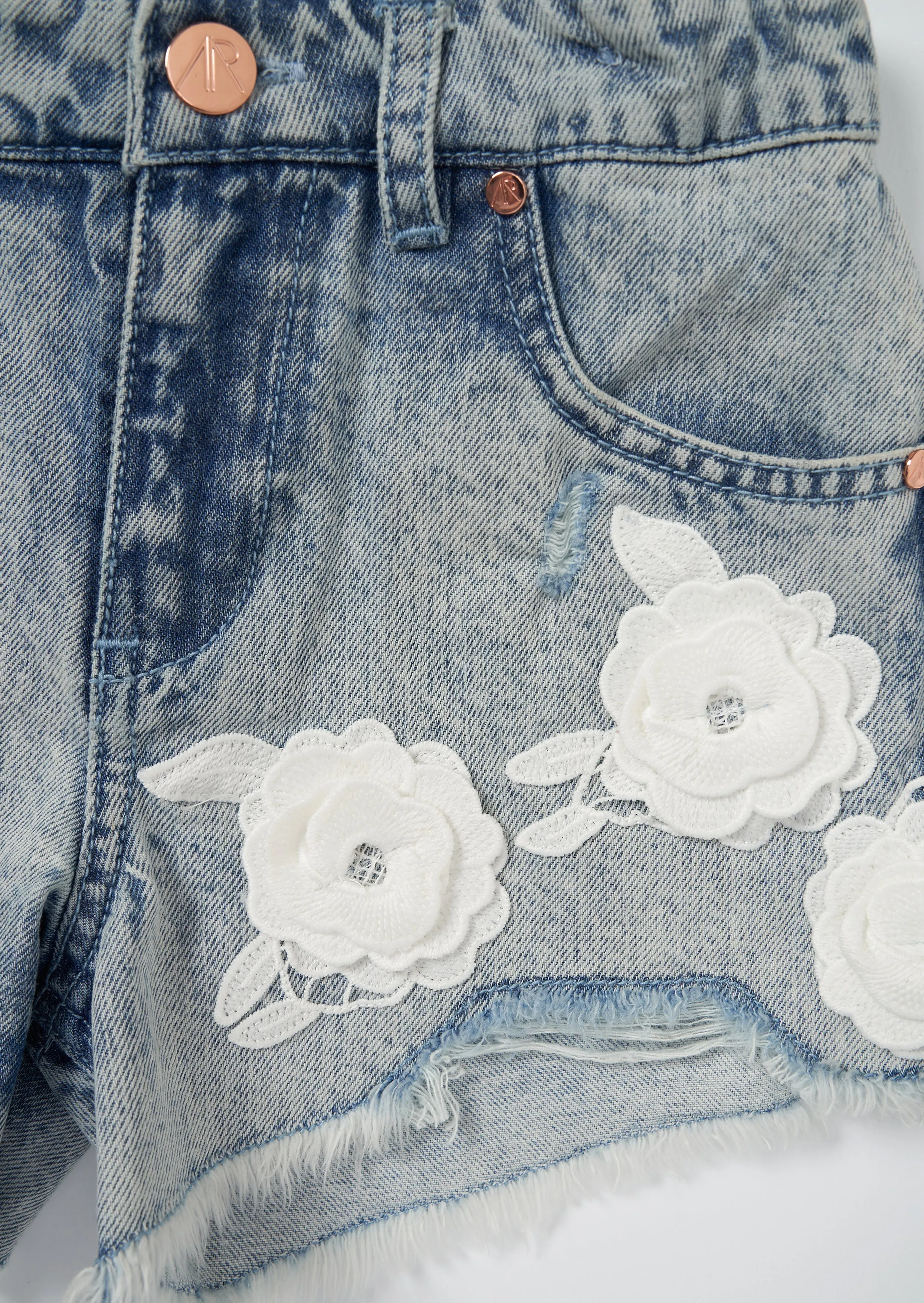 Fleur Flower Denim Shorts