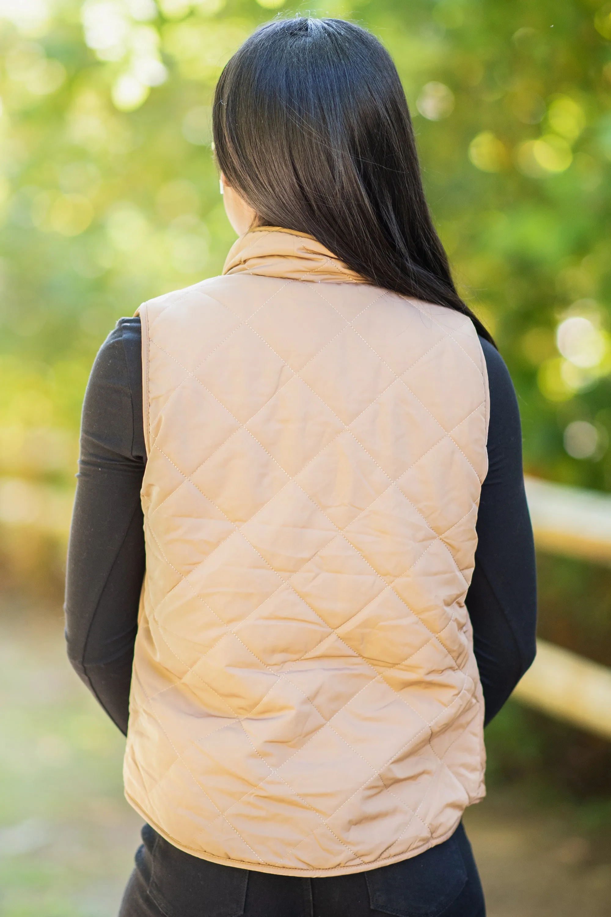 Follow The Trail Camel Brown Puffer Vest