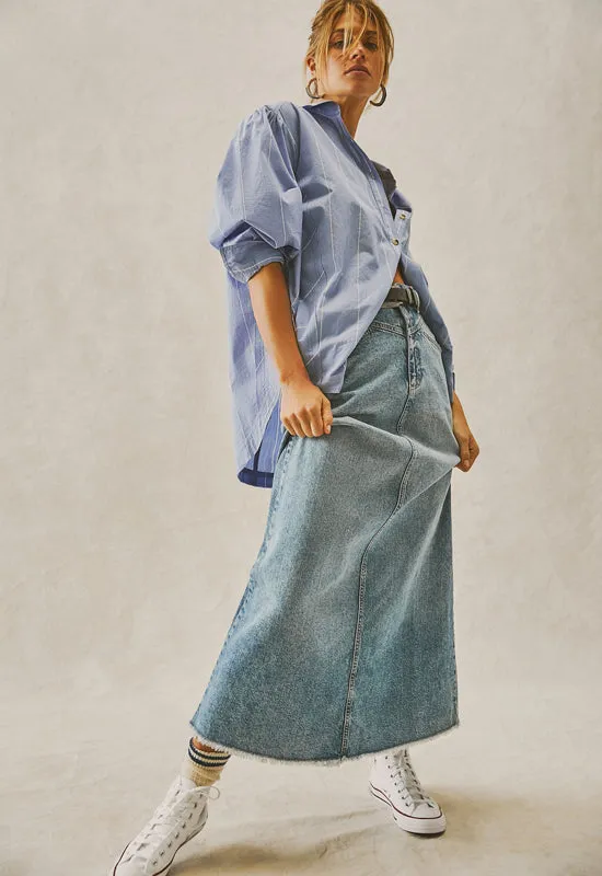 Free People - Come As You Are Denim Maxi Skirt Indigo