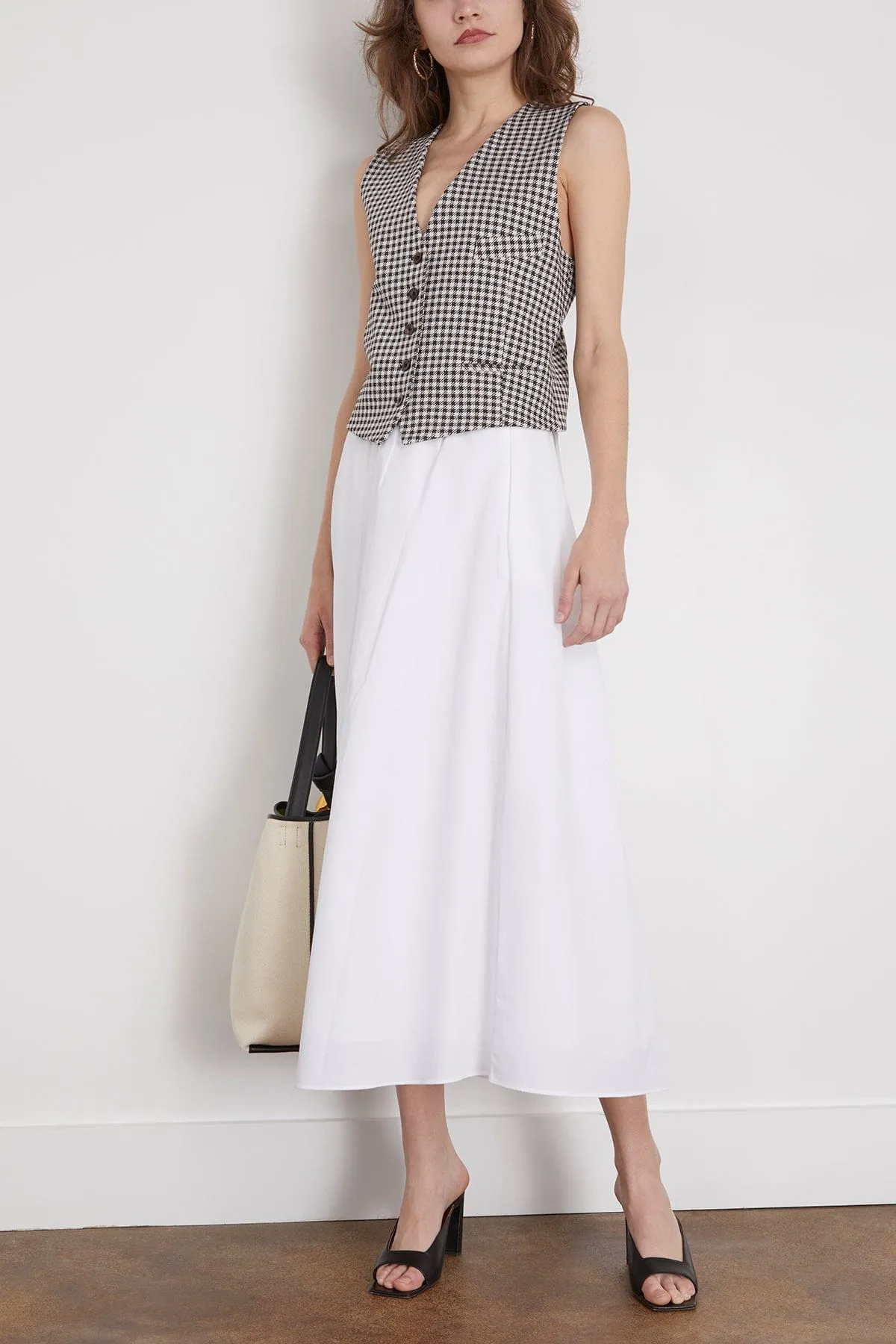 Gingham Tailored Vest in Black/Ivory