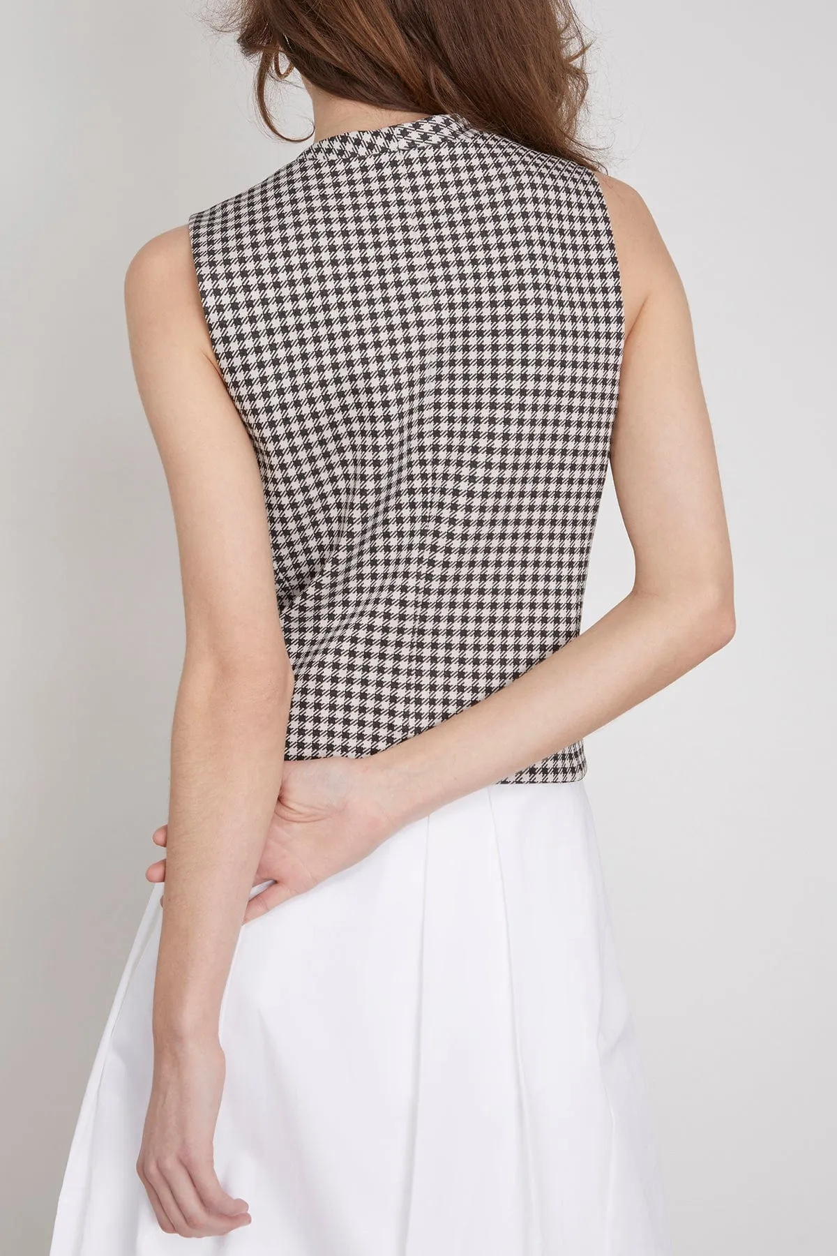 Gingham Tailored Vest in Black/Ivory