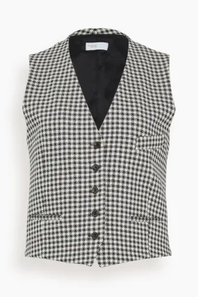 Gingham Tailored Vest in Black/Ivory