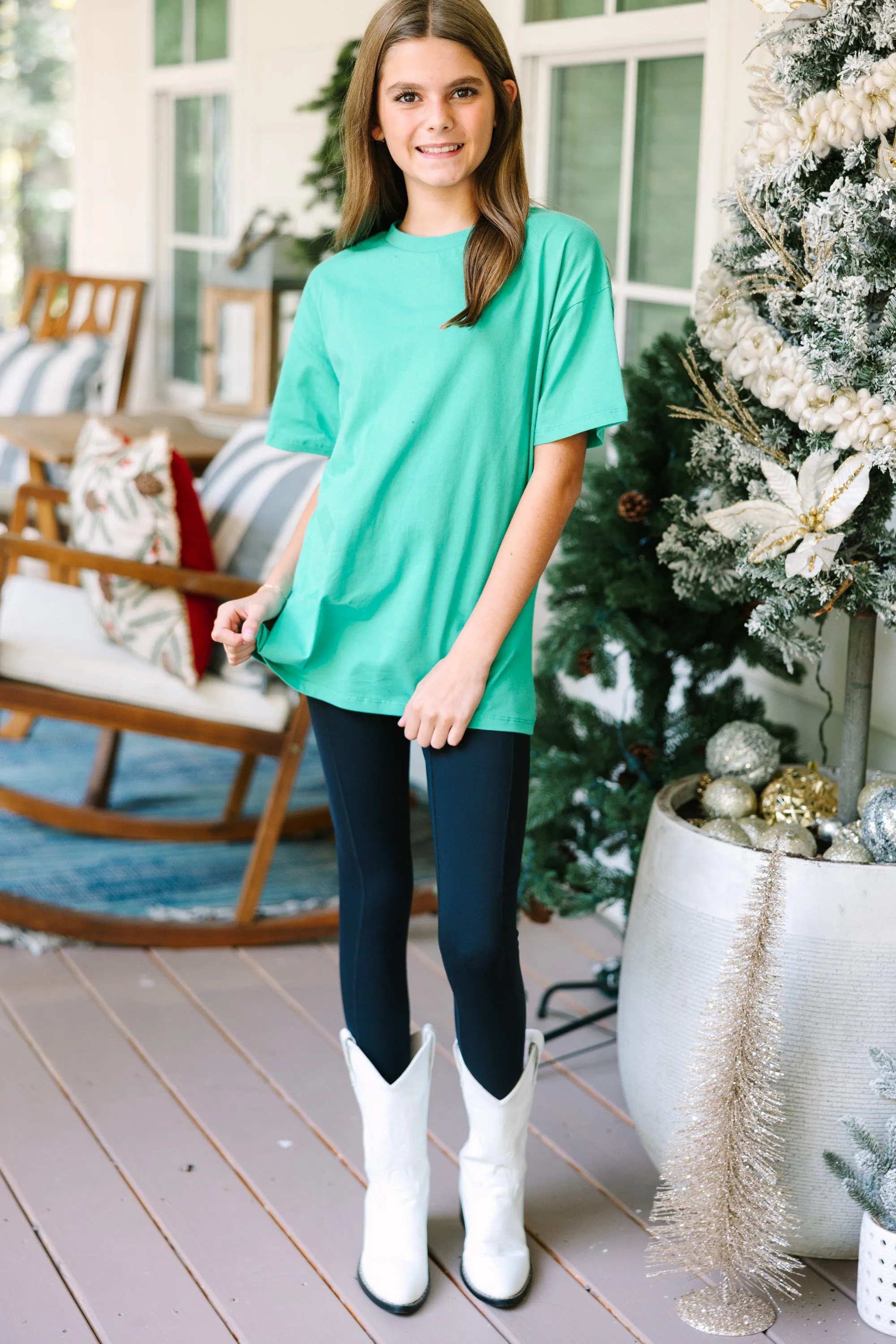 Girls: Kelly Green Oversized Tee