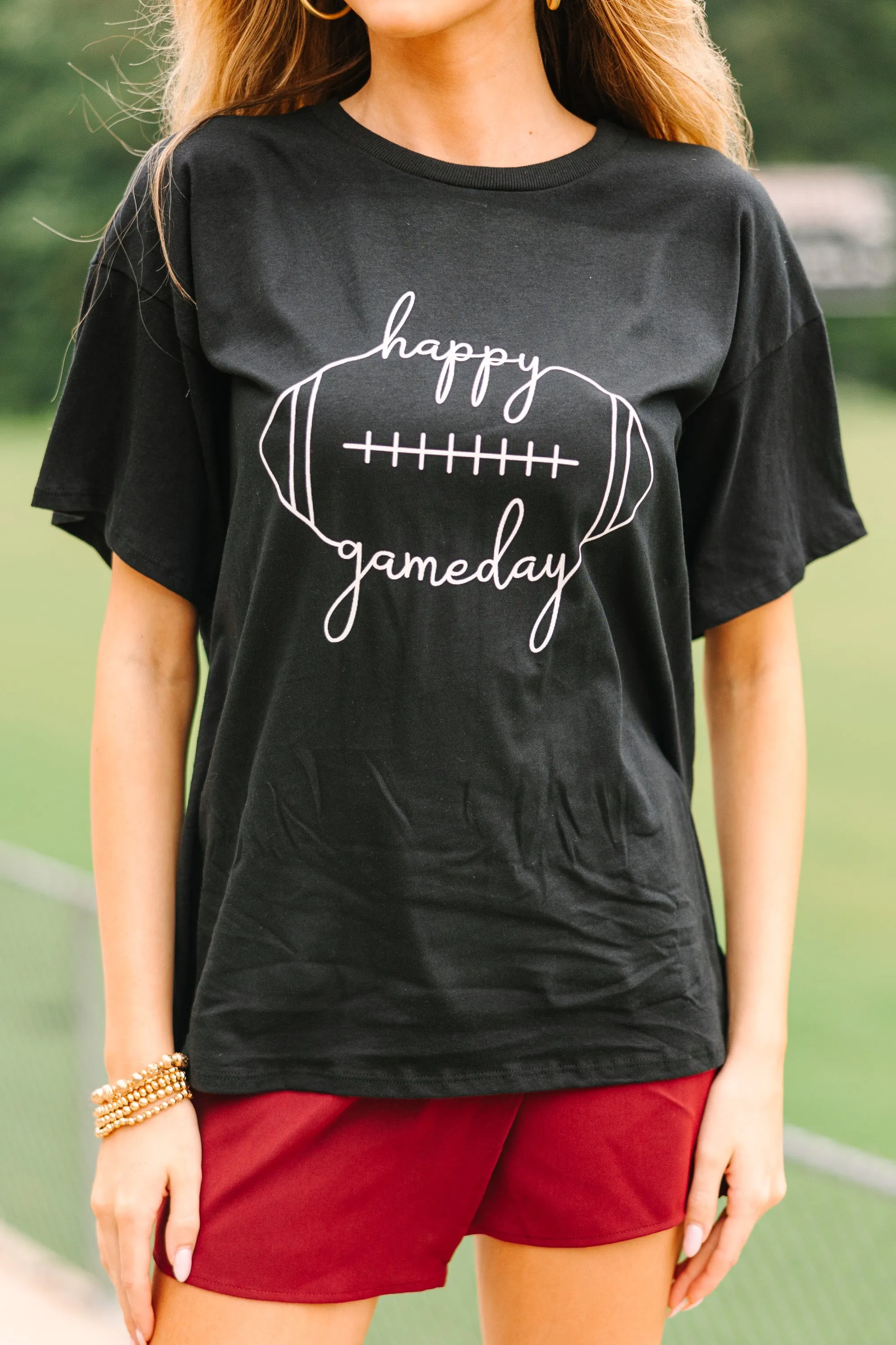 Happy Gameday Black Graphic Tee