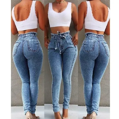 High Waist Jeans Women Slim Stretch Denim Jean