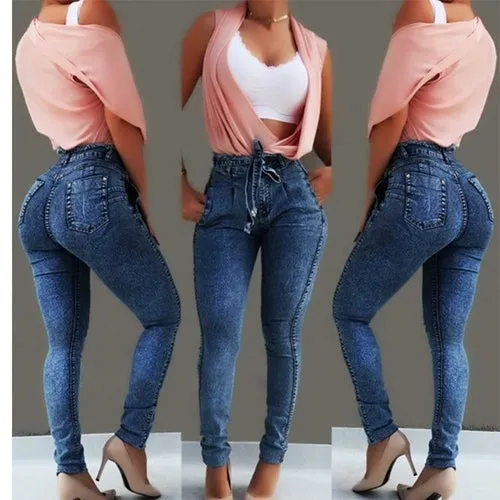 High Waist Jeans Women Slim Stretch Denim Jean