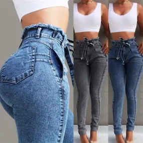 High Waist Jeans Women Slim Stretch Denim Jean