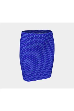 Honeycomb Blue Fitted Skirt