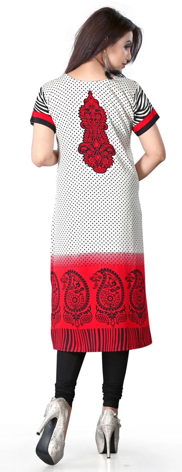 India Tunic Top Long  Kurti Womens Printed Indian Clothing (Red)