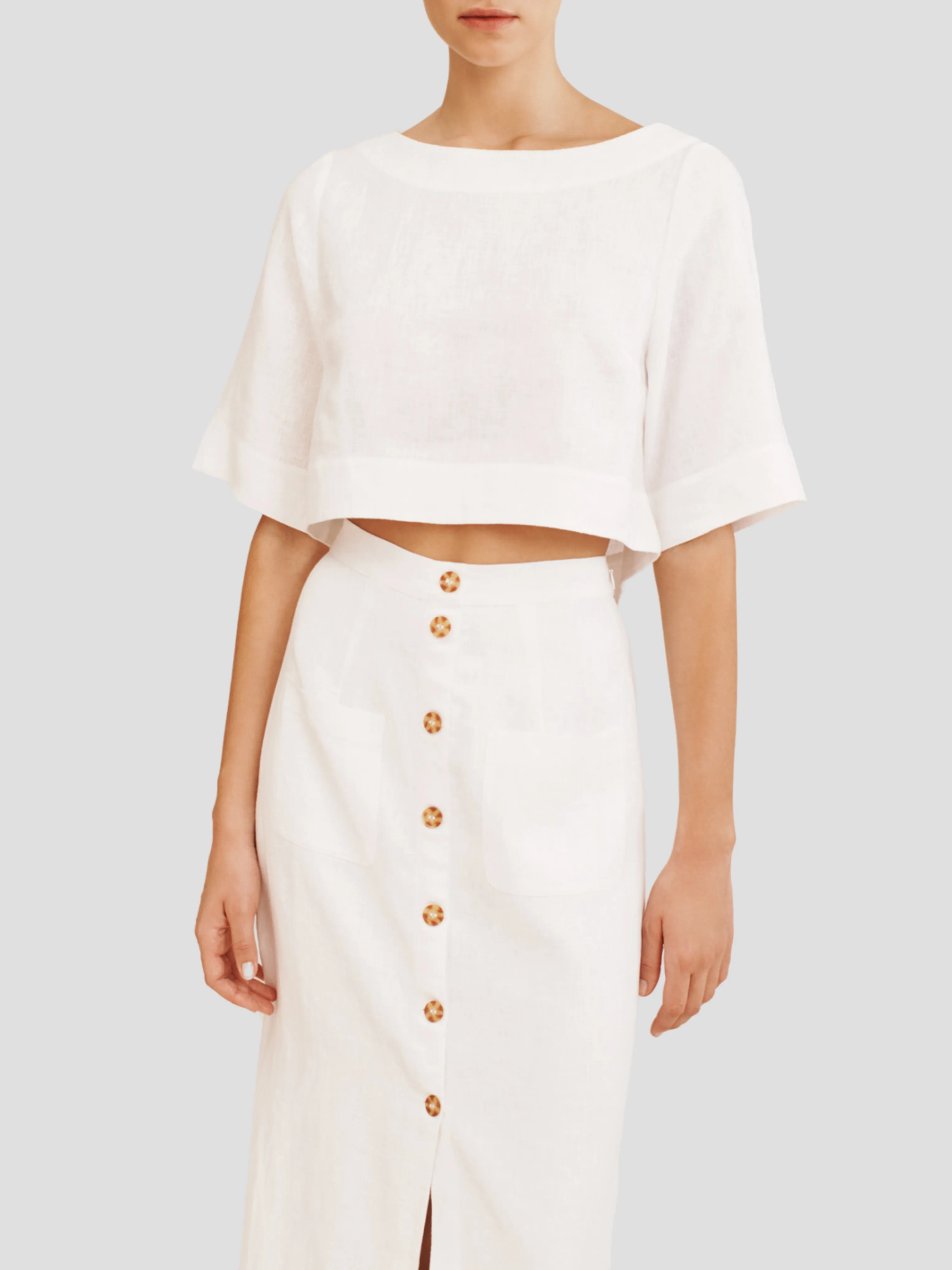 Ivory Heidi Button-own Midi Skirt