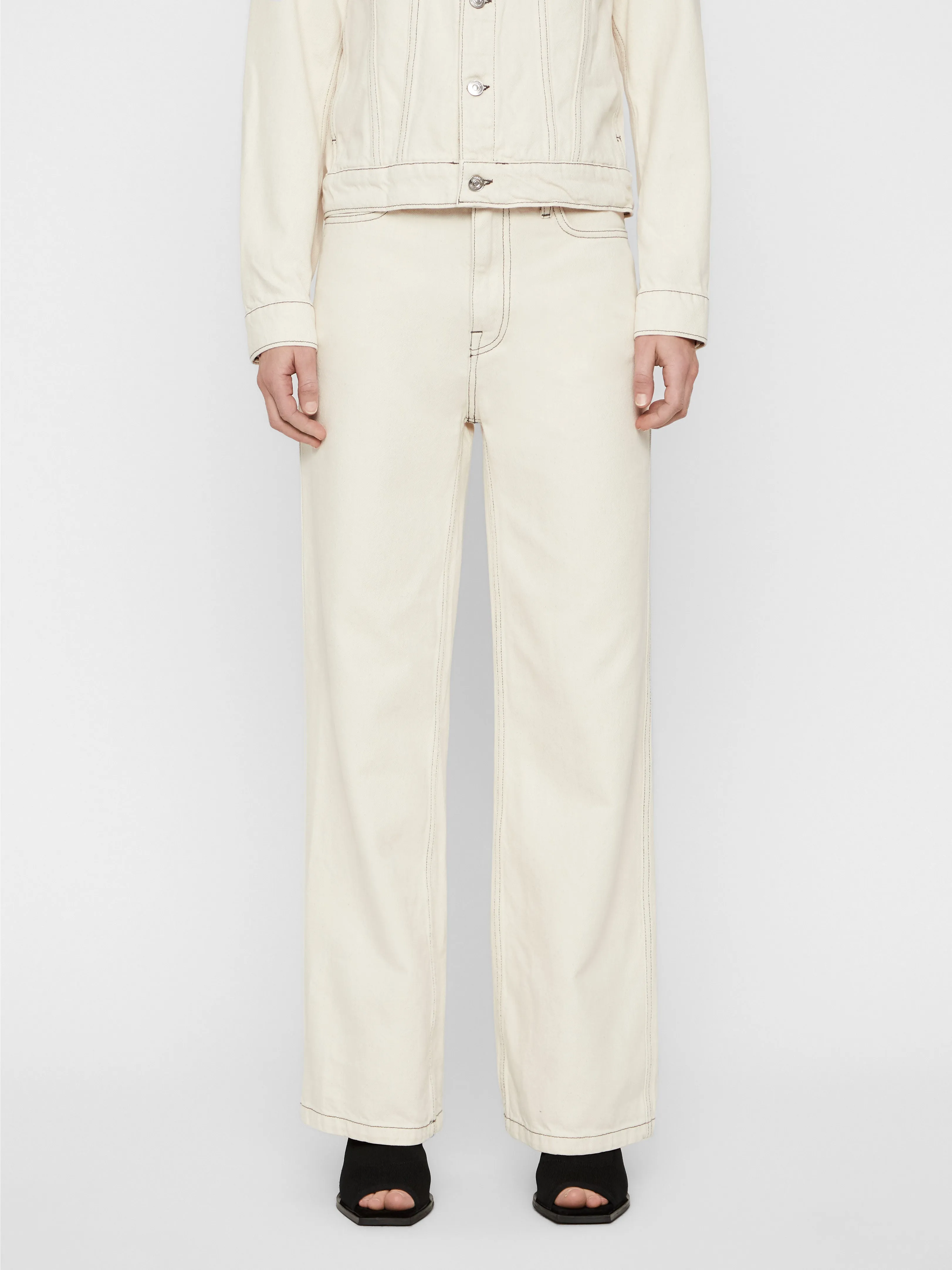 J.Lindeberg Womens Lucie High-Waisted Hue Jeans - Elegant Cloud White Color