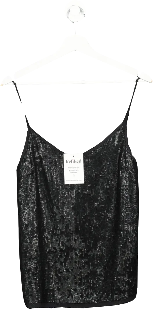 Joie Black Sequin Scoop Neck Camisole UK XS