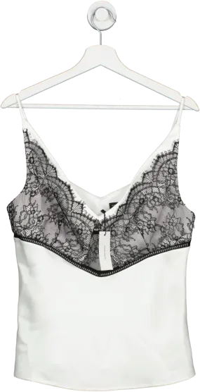 Karen Millen White Satin Lace Woven Strappy Cami UK 12