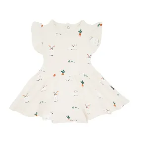 Kyte Baby Printed Twirl Bodysuit Dress in Goat