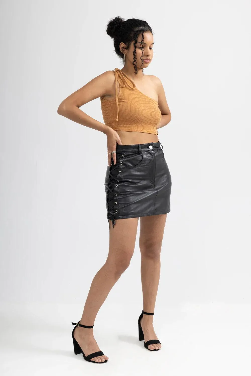 Lacey Fashion Leather Skirt by Whet Blu