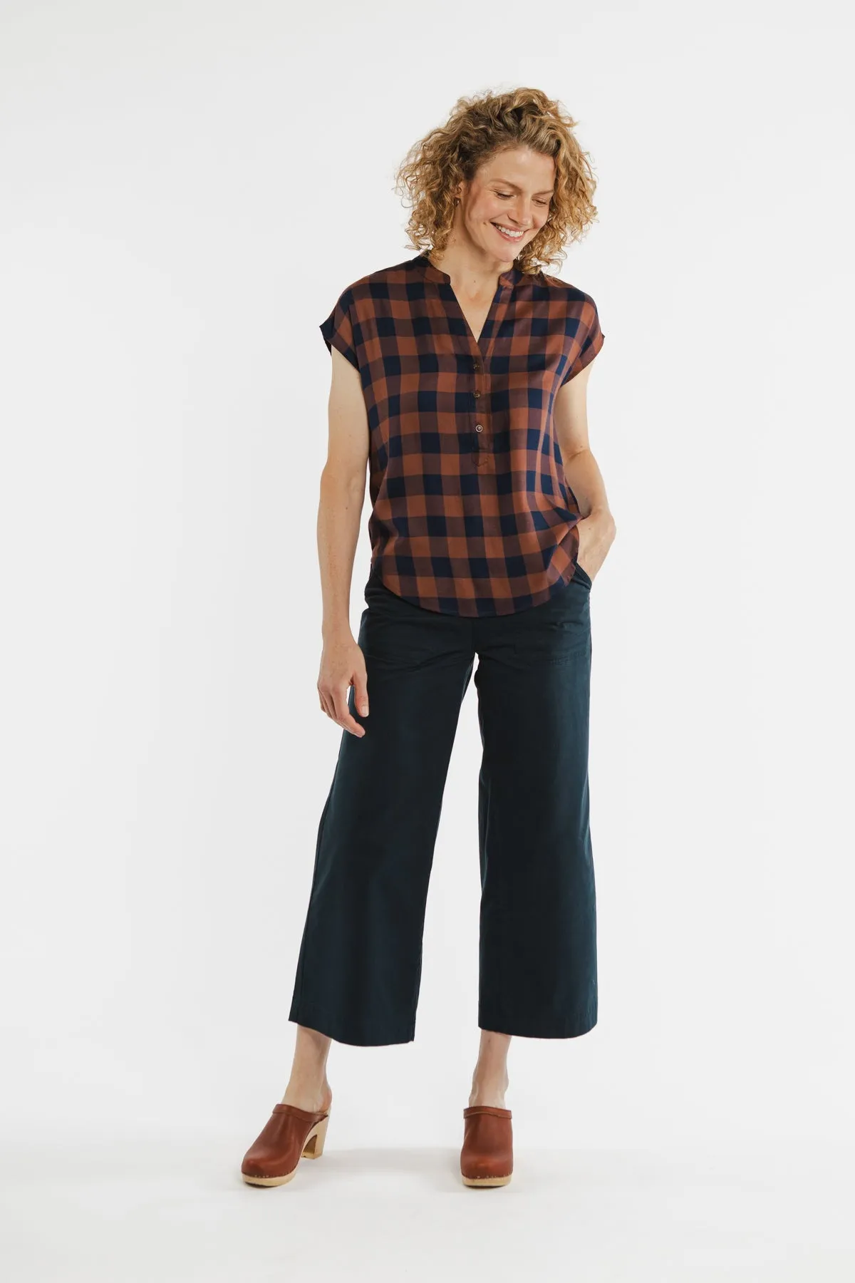 Ladd Blouse / Navy-Rust Gingham