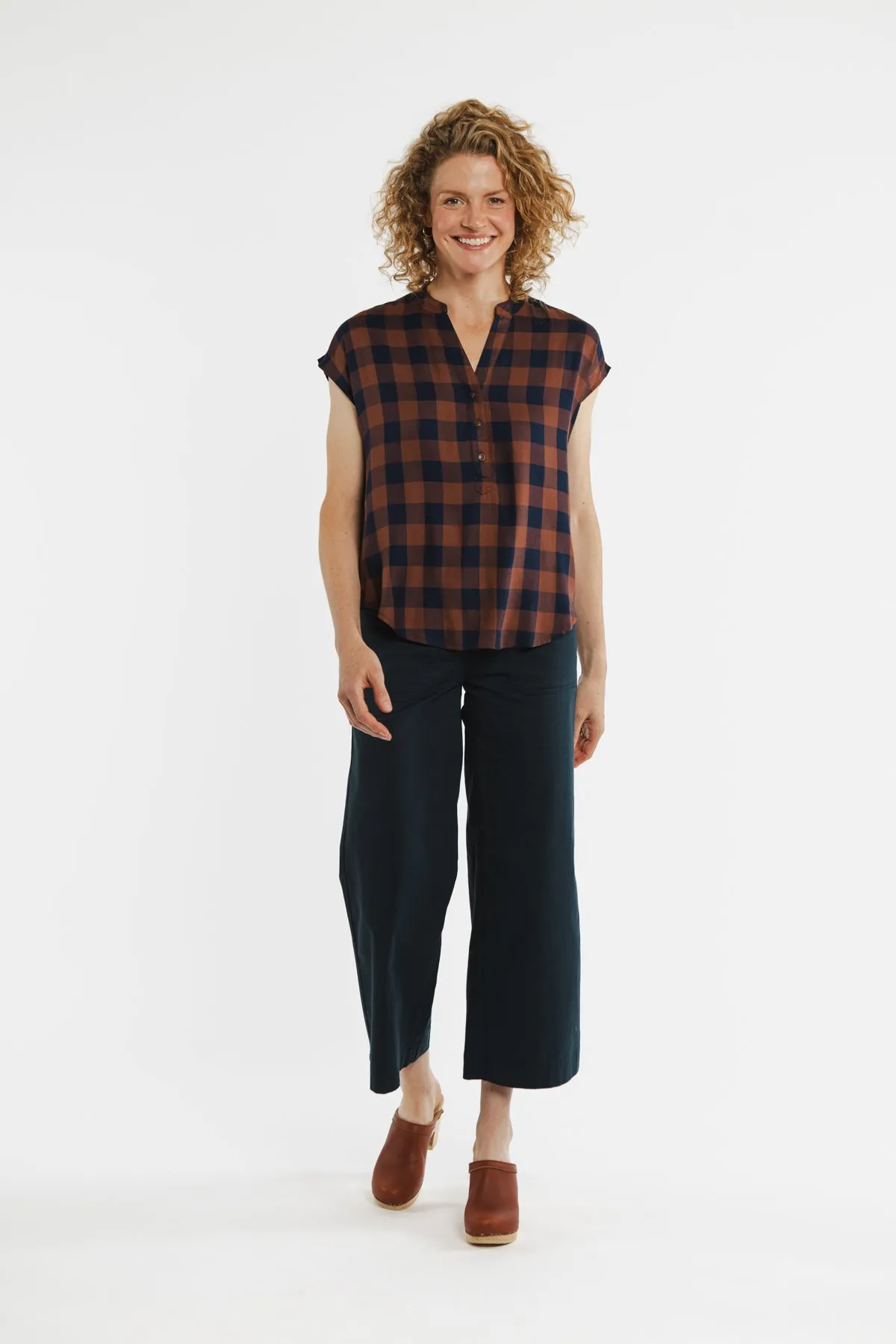 Ladd Blouse / Navy-Rust Gingham