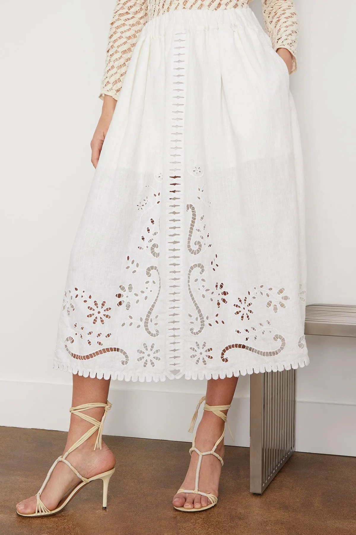 Liat Embroidery Skirt in White