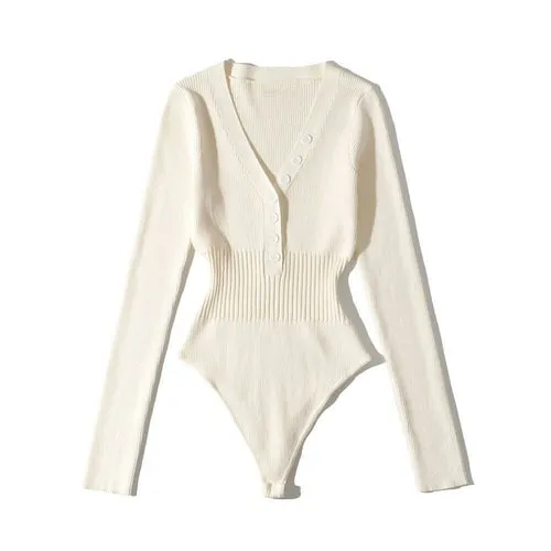 Long Sleeve Knitted Bodysuits Overalls