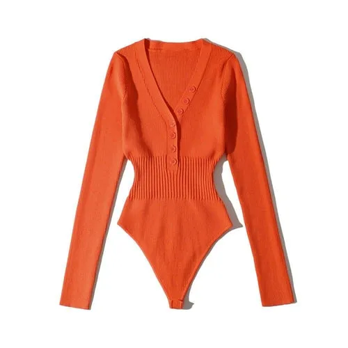 Long Sleeve Knitted Bodysuits Overalls