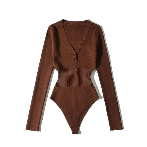 Long Sleeve Knitted Bodysuits Overalls