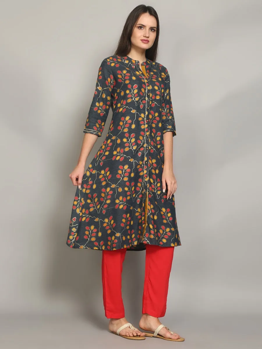 Lovely Navy Floral Printed Kurta