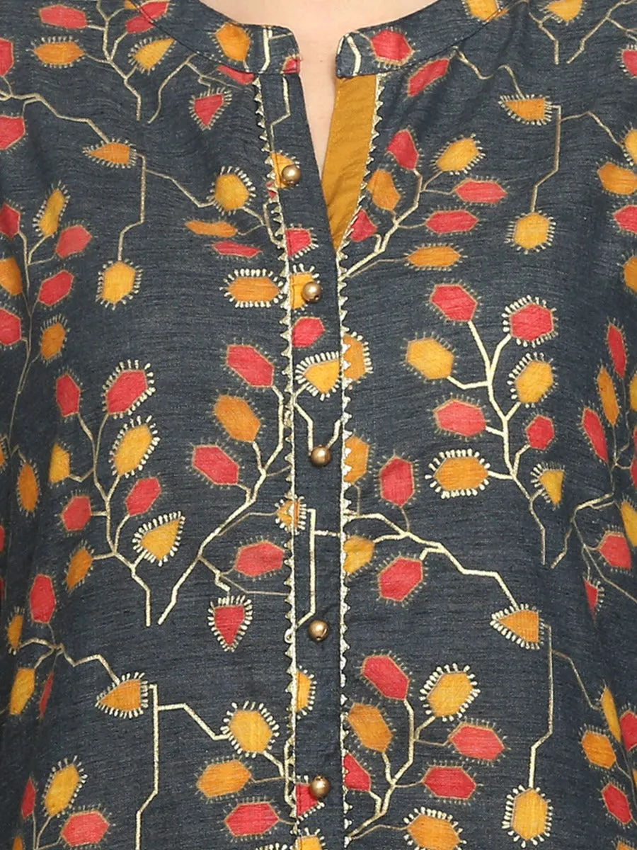 Lovely Navy Floral Printed Kurta