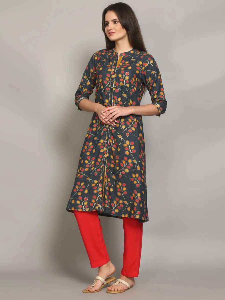 Lovely Navy Floral Printed Kurta