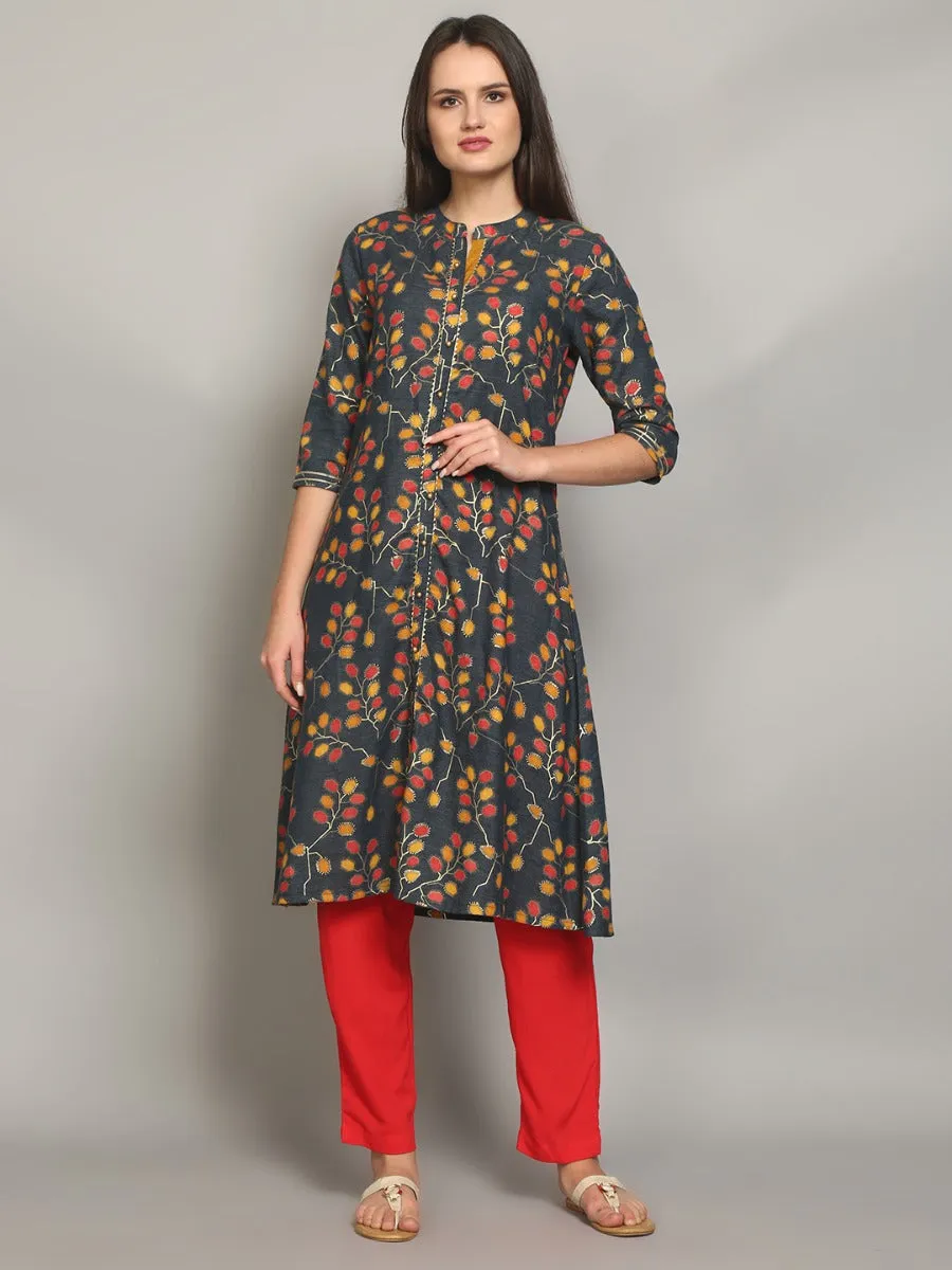 Lovely Navy Floral Printed Kurta