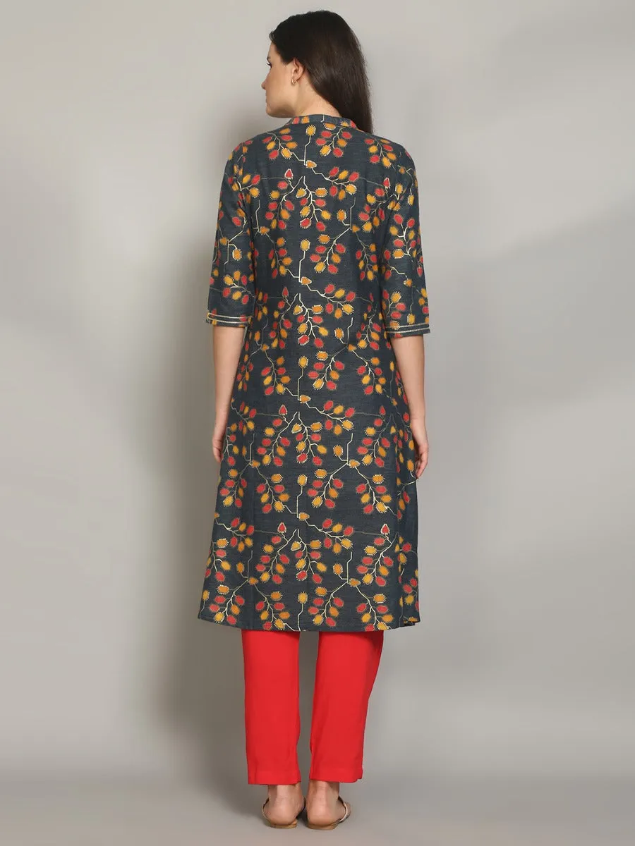 Lovely Navy Floral Printed Kurta