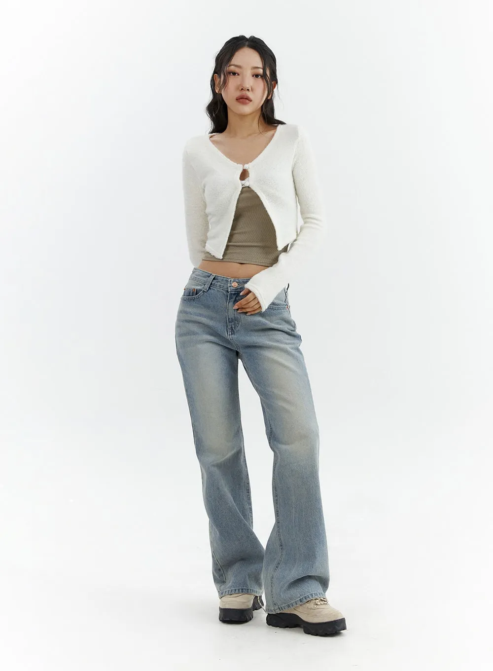 Low Waist Cargo Flare Jeans CJ423