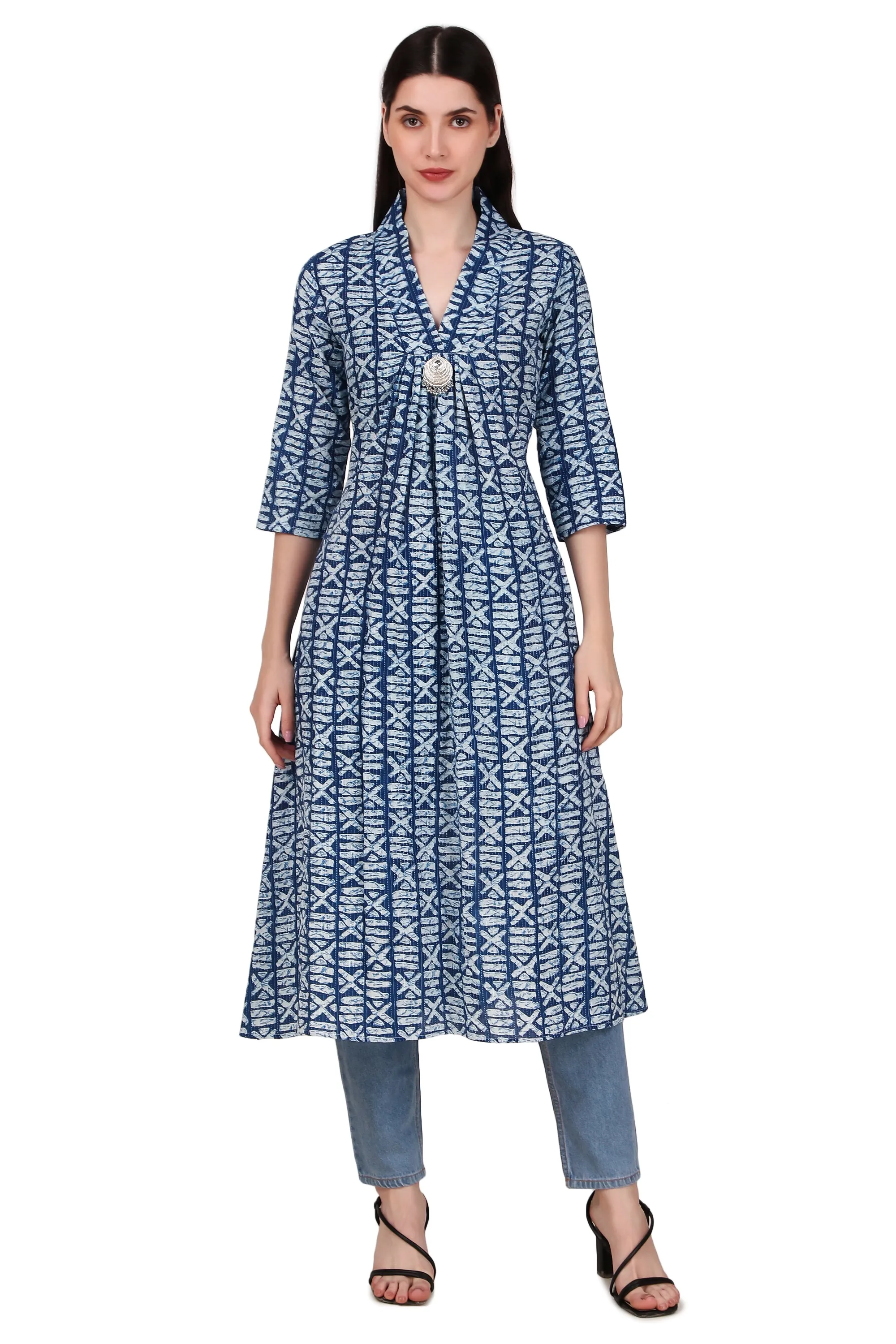 Magnetism A-LINE indigo Cotton Kurti for Women