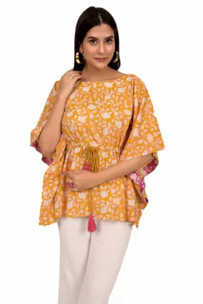 Mango Yellow printed short kaftan