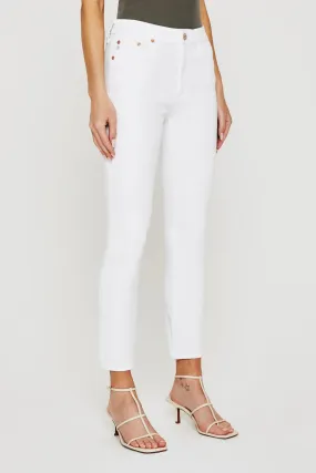 Mari High Rise Slim Straight Crop in aesthetic white by AG