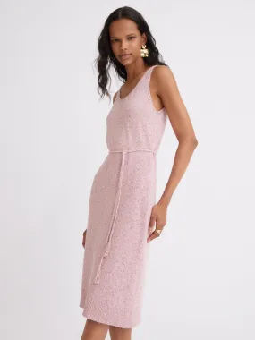 Matthew Bruch Pink Melange Scoop Neck Tank Midi Dress