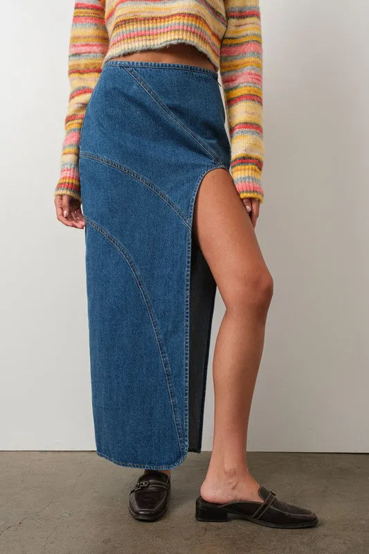 Maxi Slit Denim Skirt