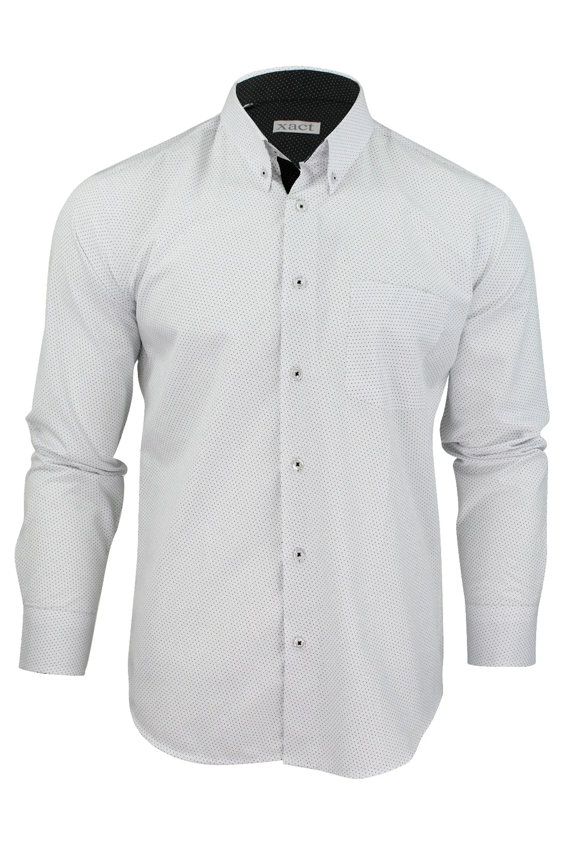 Mens Long Sleeved Shirt by Xact Clothing Mini Polka Dot