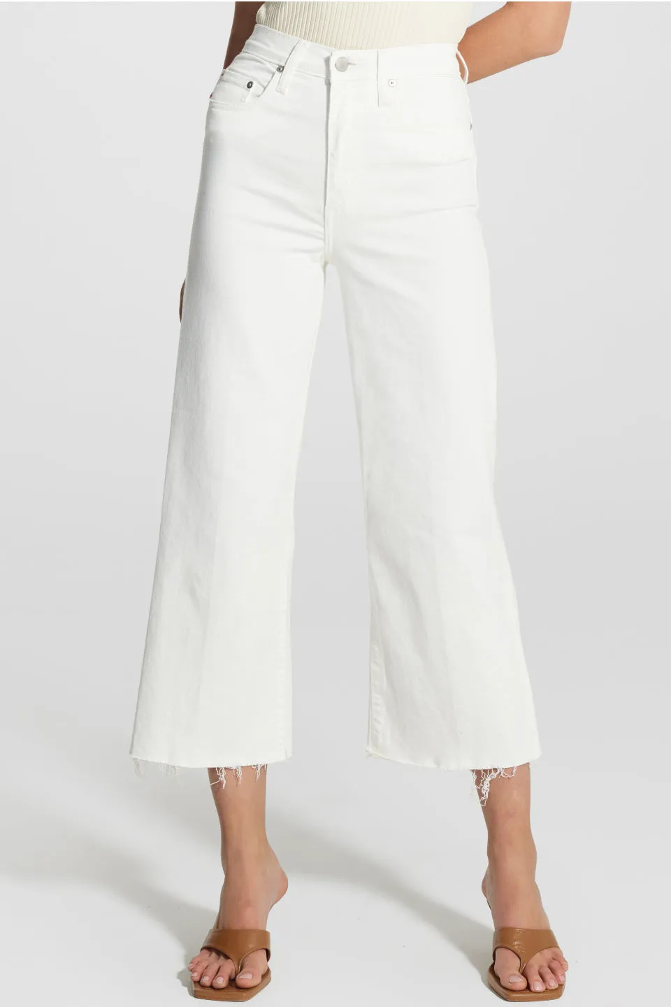 Milla Shell White Wide Leg Ankle Denim Jean