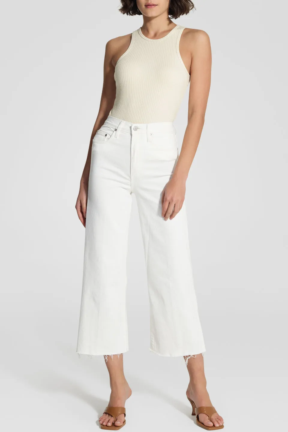 Milla Shell White Wide Leg Ankle Denim Jean