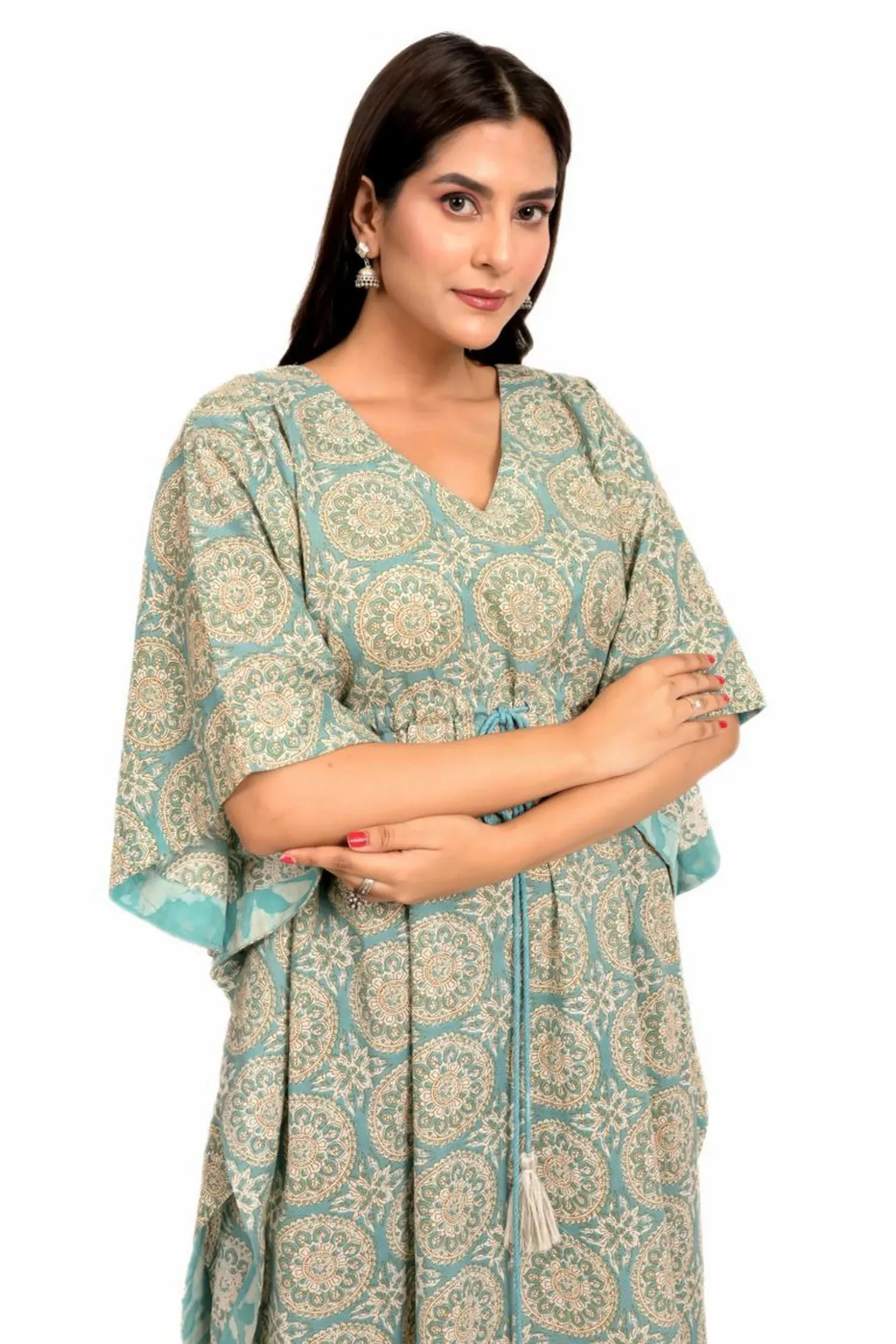 Mint Green Printed Kaftan