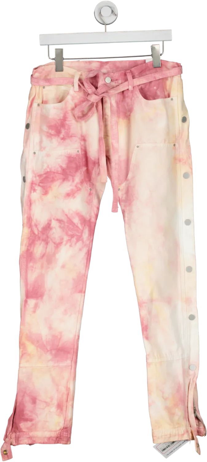 MNML Pink Tie Dye Belted Denim Trousers W30