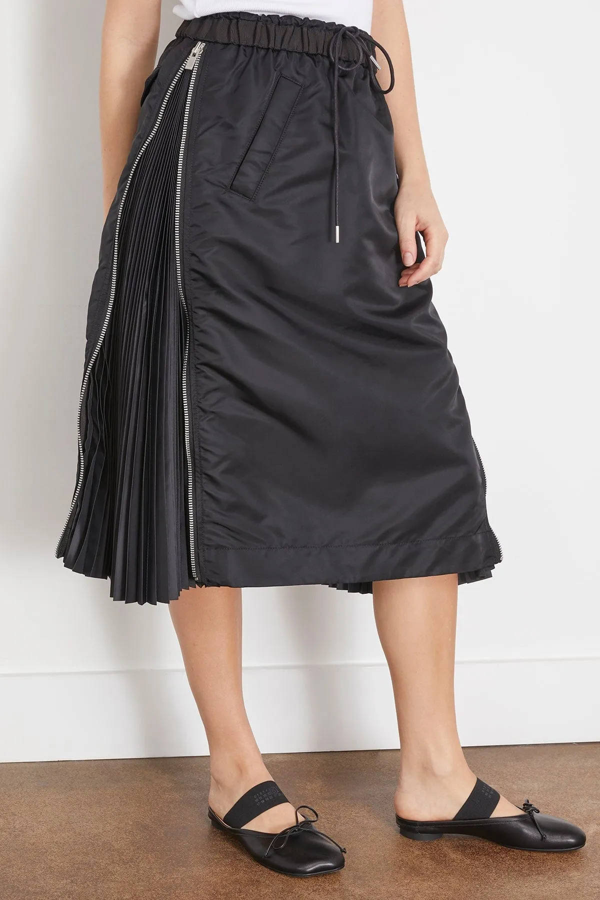 Nylon Twill Skirt in Black