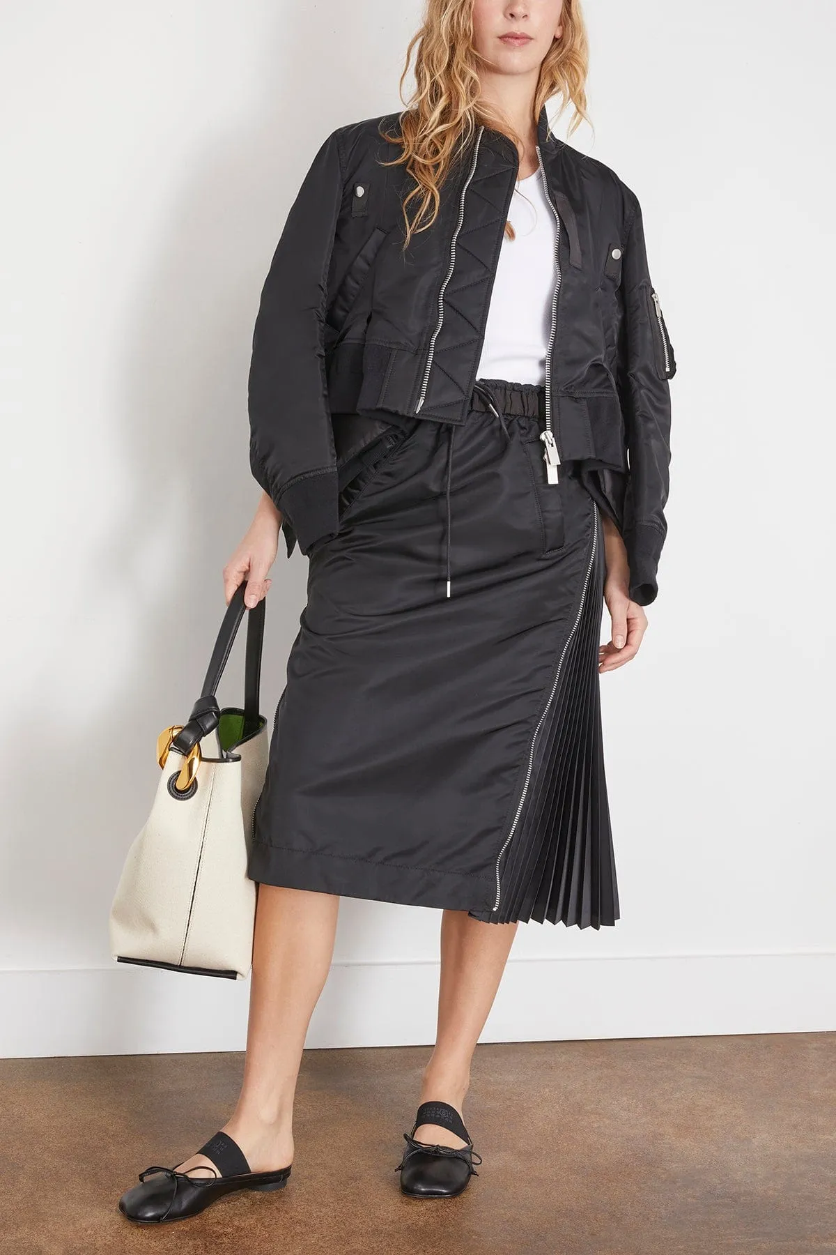 Nylon Twill Skirt in Black