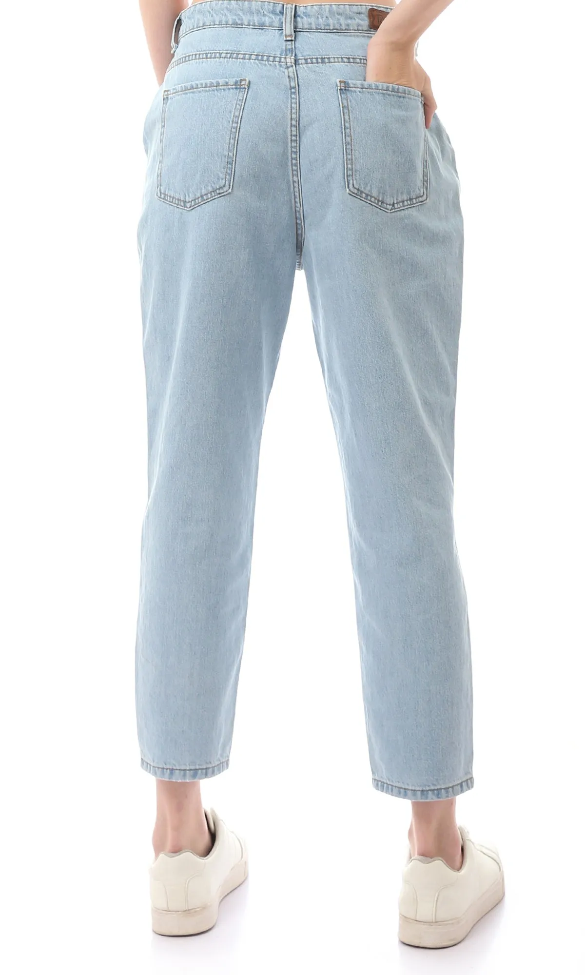 O168784 Light Blue Fly Zip Regular Fit Jeans