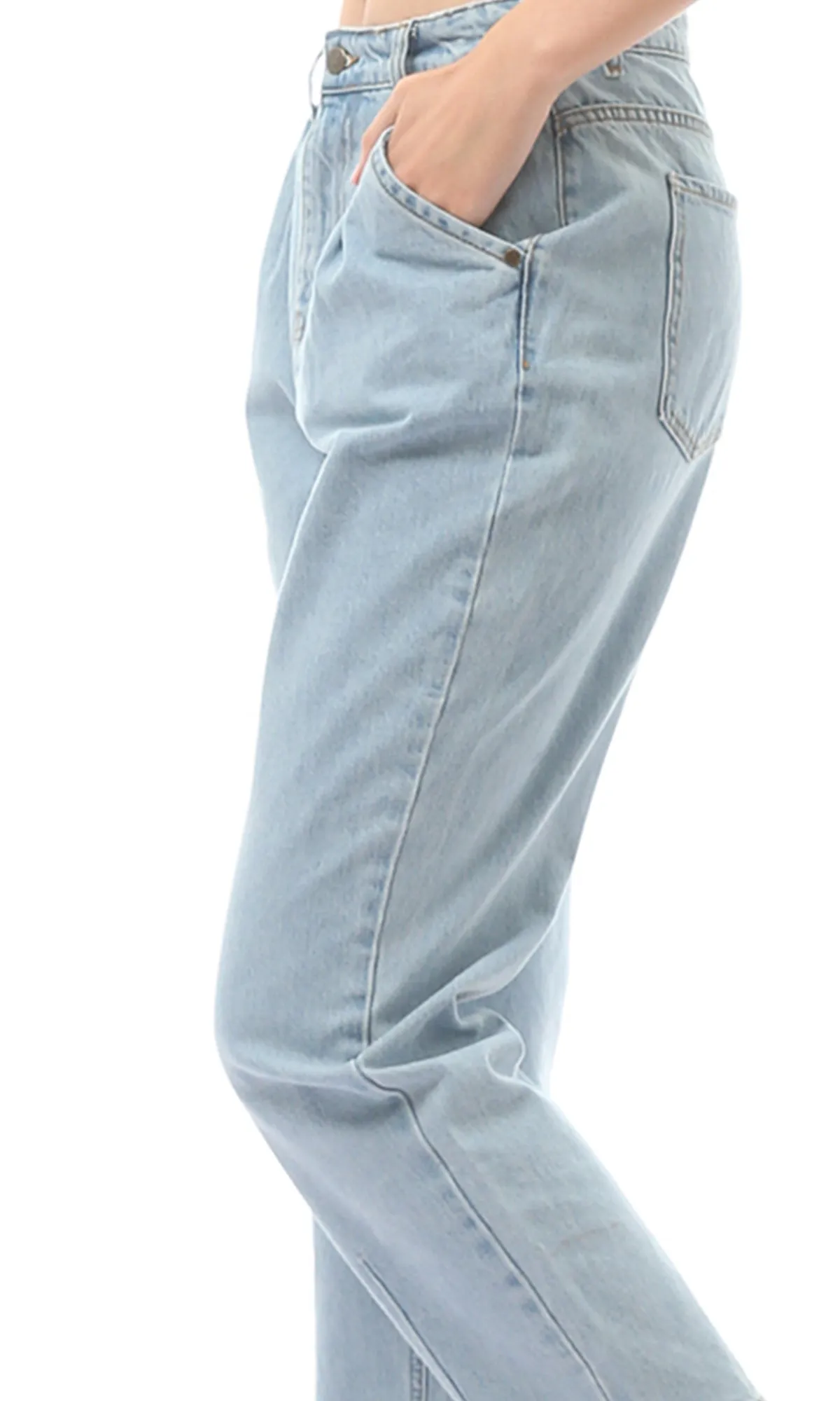 O168784 Light Blue Fly Zip Regular Fit Jeans