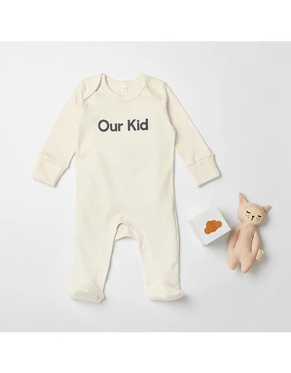 OUR KID - Natural Sleepsuit with Grey Slogan