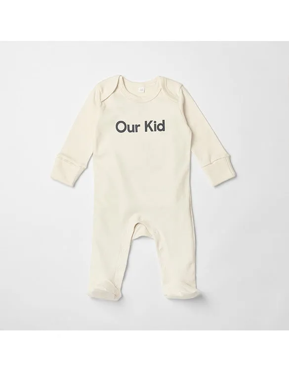 OUR KID - Natural Sleepsuit with Grey Slogan