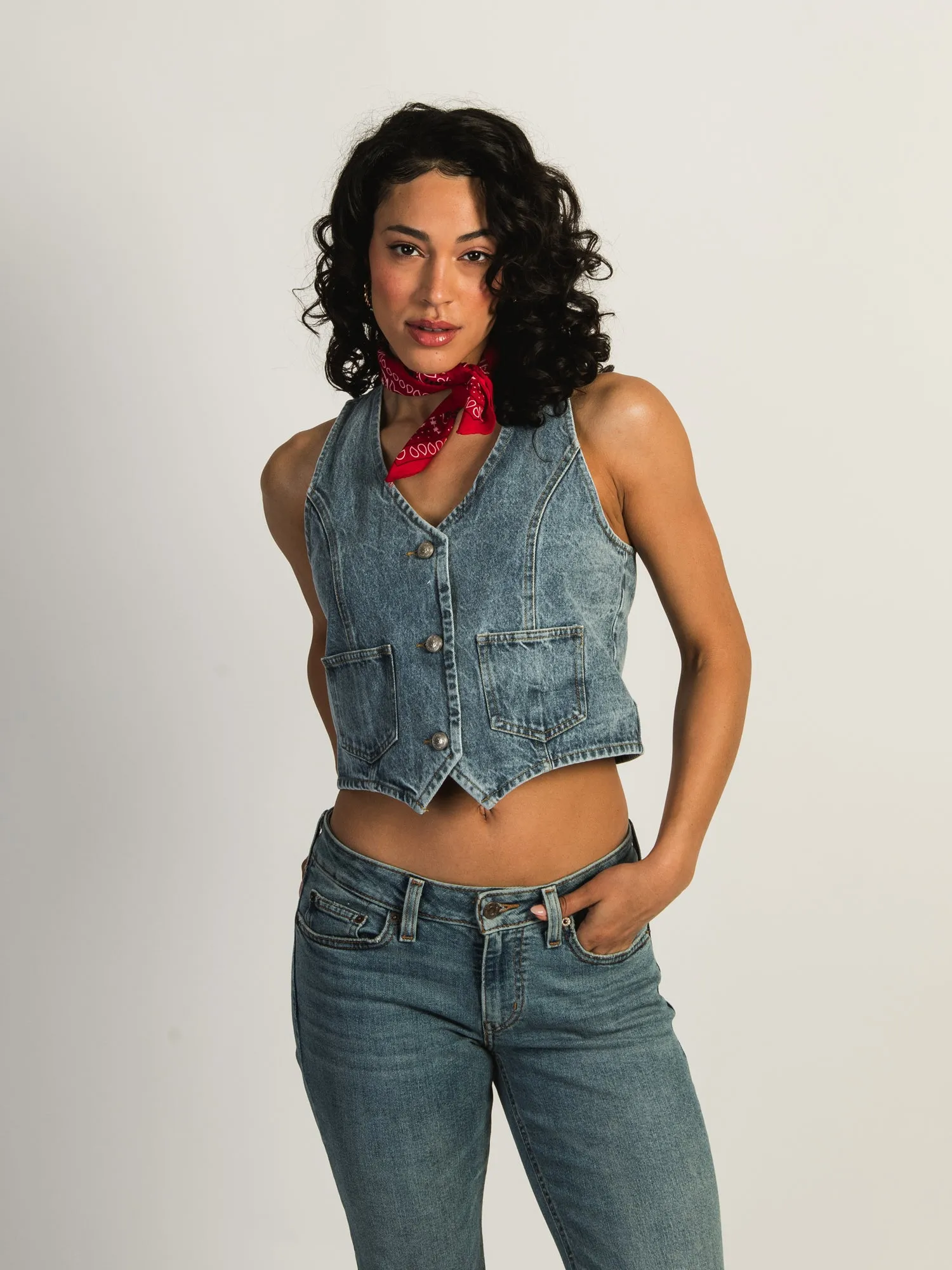 PRINCESS POLLY THAYER DENIM VEST TOP