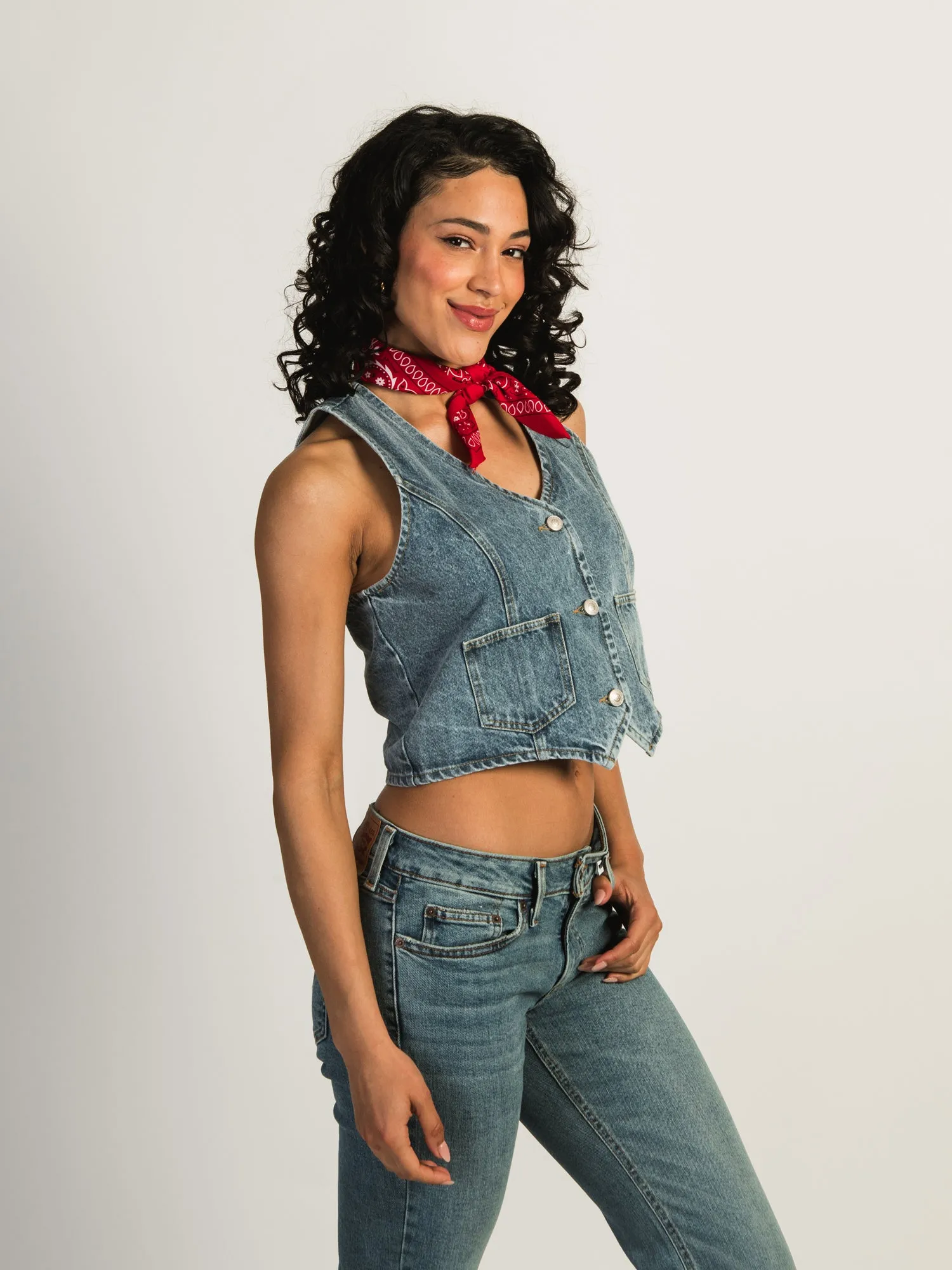 PRINCESS POLLY THAYER DENIM VEST TOP