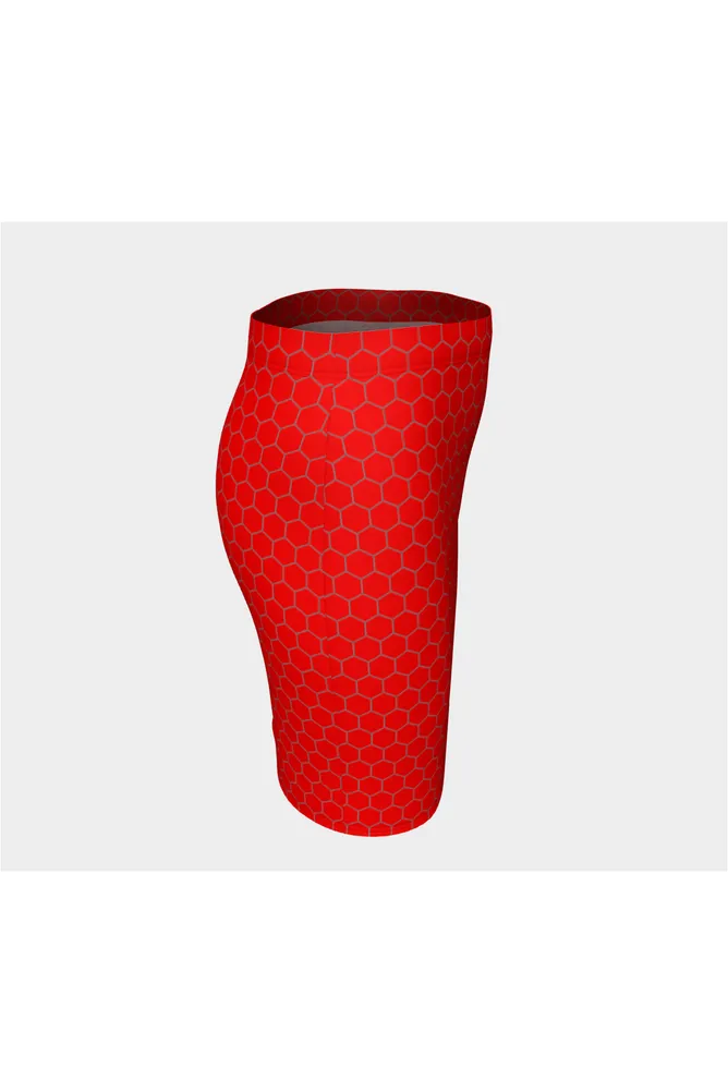 Red Honeycomb Fitted Skirt